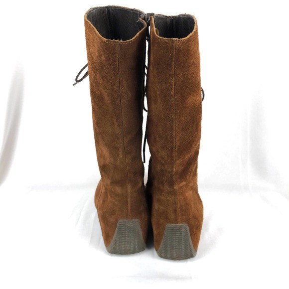Elle Boots Brown Suede Hidden Wedge 36 - Picture 6 of 9